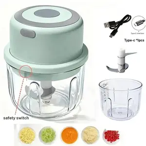 1pc kitchen accessories Powerful 420 Stainless Steel Portable Electric Food Chopper & Processor - 450ML Mini USB Wireless Handheld Garlic Slicer for Vegetables & Meat