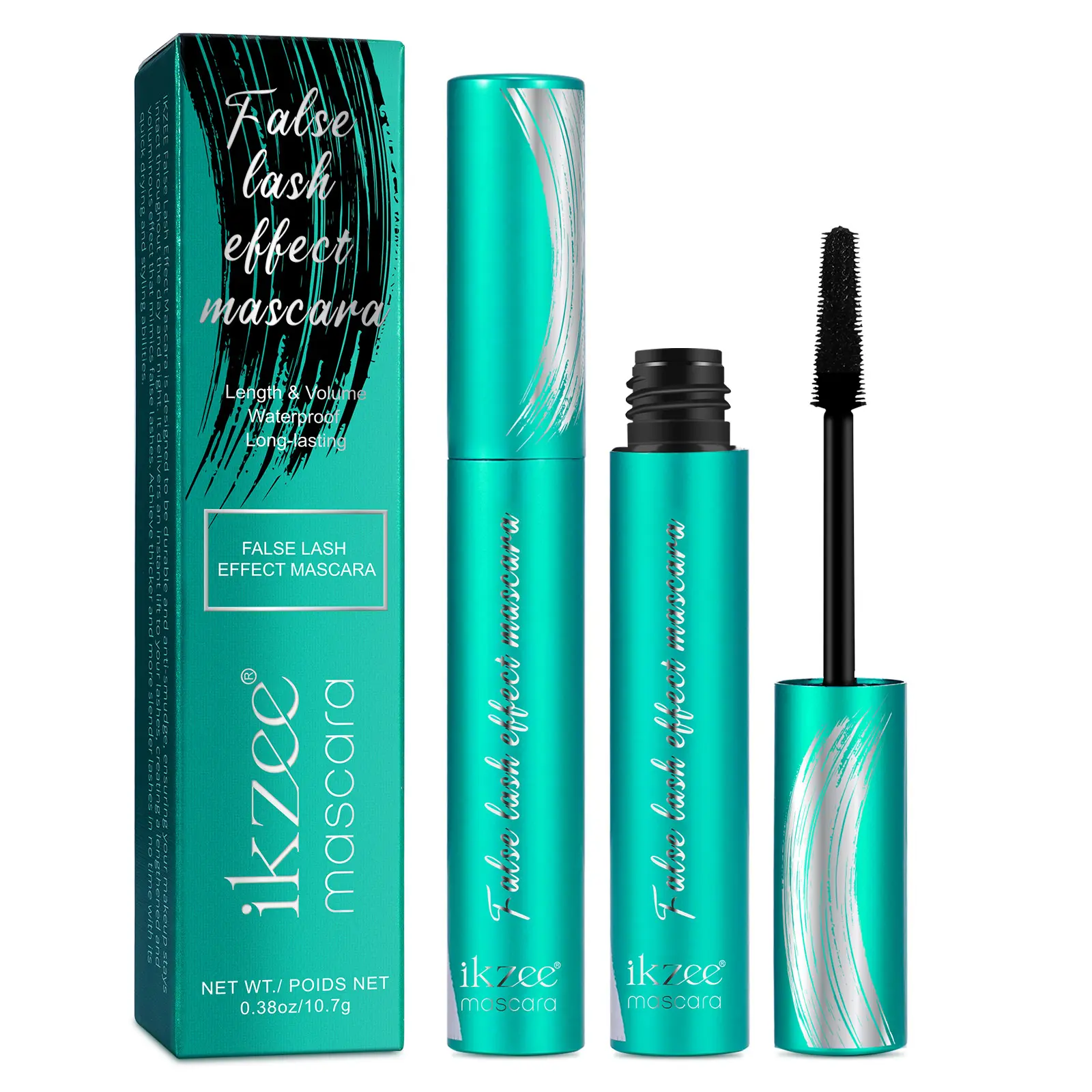 IKZEE False Lash Effect Mascara, Voluminous Lengthening, Waterproof, Smudge-Proof, Clumping-Free Fiber Lash Extension Makeup Cosmetic, 0.38oz/10.7g, False Lash Effect Mascara *1