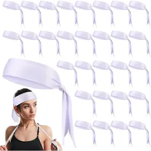 30 Pack Tie Headband Bulk  Tennis  Tie  Karate Tie  Athletic Sweatbands Adjustable Hair Bands for Women Men Basketball, Football, Soccer, Running, Yoga Workout
