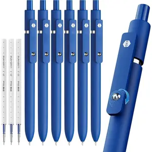 Blue Gel Pens, 6 count Quick Dry Blue Ink Pens with 3 Extra Refills, Fine Point Retractable Smooth Writing Pens for Journaling, Office, Note Taking, School Supplies, Nurse Aesthetic(Blue)