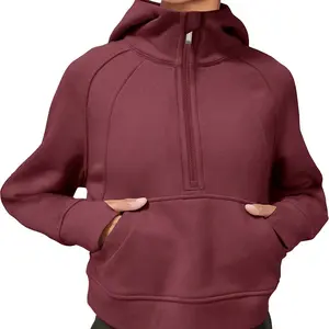 LASLULU Women Hoodie Fleece Pullover 1/2 Zipper Crop Top Sweater Size Small- NWT