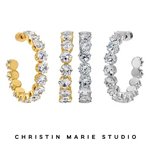 Round Shape CZ Hoops