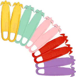 Safety Box Cutter Knife of Recessed Concealed Stainless Steel Blade, Pack Package Opener Plastic Cutter for Box, Carton, Shrink Wrap, Plastic Straps,  Color