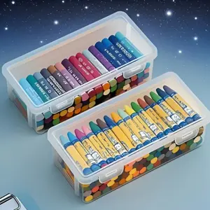 2 Large Transparent PP Storage Boxes with Lids, Dustproof Storage, Ideal for Pens Pencils Markers Crafts, Office School Supplies Organizer, Clear Storage Box