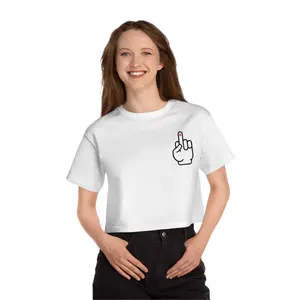 CROP TOP - Middle Finger Graphic T-Shirt - Type 1 Diabetes Awareness Casual Breathable 100% Cotton Women's Fashion Fit