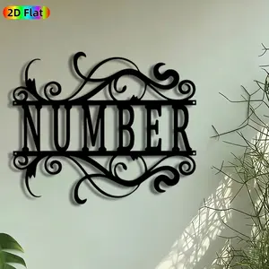 1pc Ornate Number Metal Wall Art, Scrollwork Number Statue Mural, Intricate Craftsmanship, Vintage Ironwork, Perfect for Housewarming, Anniversary Decor, Perfect for Entryway Living Room Office Decor, Ideal Gift for Home Decor Enthusiasts.