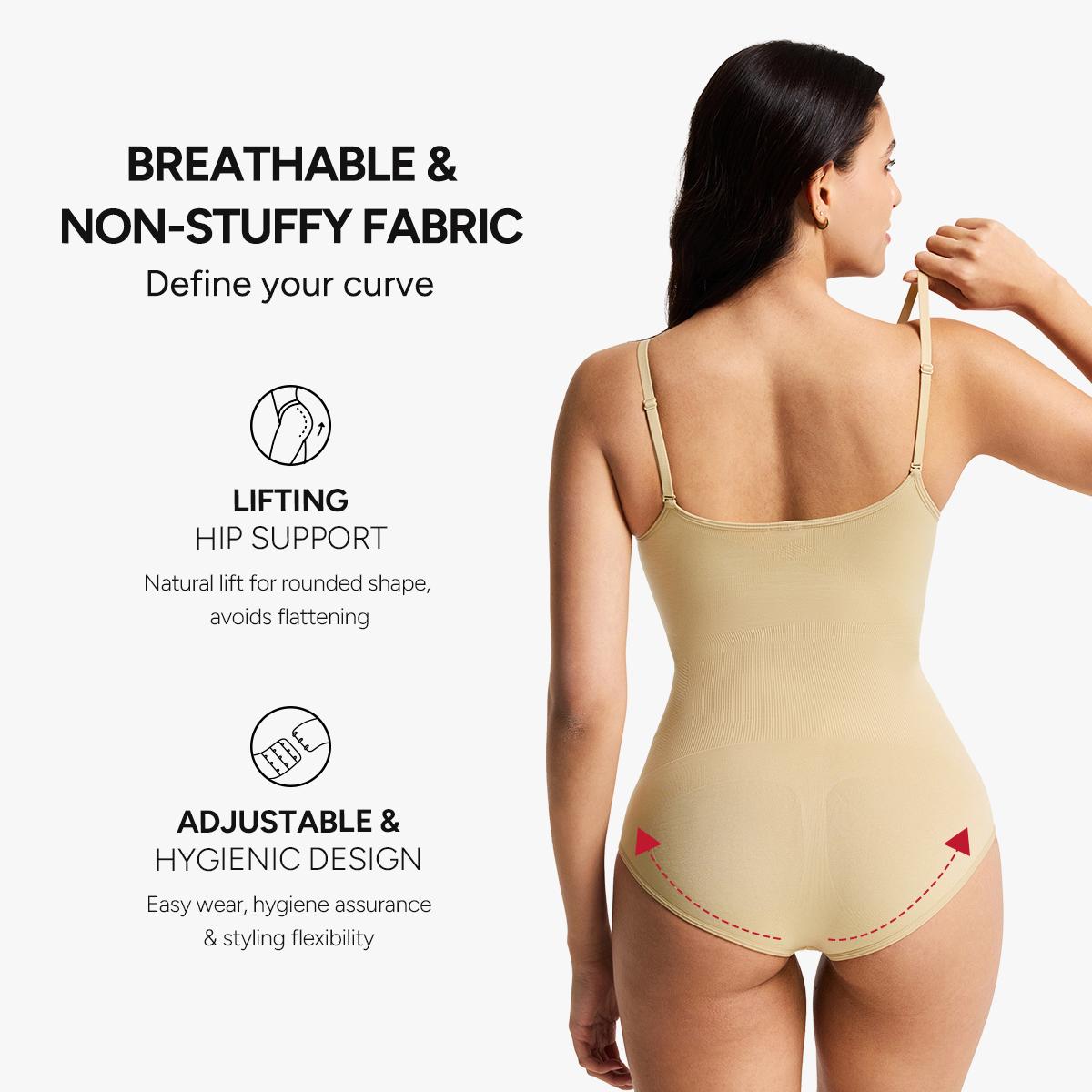 [MAX] Nebility Women's Seamless Vneck Shapewear - Basic Comfortable Sleeveless Camisole, Stretchy Bodysuit with Gentle Tummy Support, Minimalist Womenswear Compression TikTokShopBlackFriday