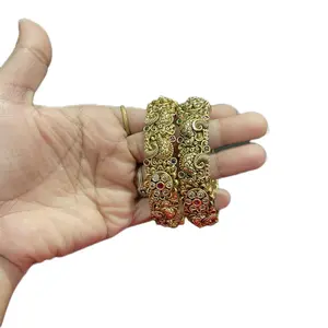 Temple brass bangles set of two openable size 2.6