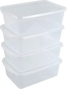 Set of 4, 14-Quart Clear Plastic Storage Bins with Latching Lids – Versatile Containers for Shoes and More
