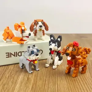 Cute Pet Dog Building Block Model, Husky Poodle Basset Hound Puzzle Toy, Kids Desktop Decoration, Christmas Birthday Gift Animals
