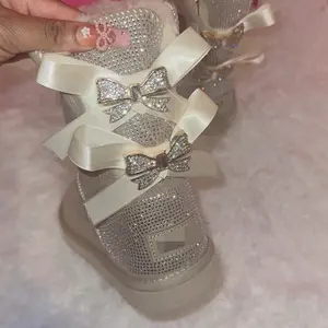 Bling Bow Boots with rhinestone sparkle and 2 3 bling bows