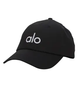 Performance District Trucker Hat - Off-Duty 100% Polyester Black Baseball Cap with White Letters, Sun Protection, Durable Woven Minimalist Outdoor Headwear for Running & Activities