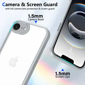 iPhone 16e Se4 Case, Air Cushion Shockproof Silicone Bumper, Clear Matte Back Cover, Hard Case for Iphone16e, Protective Phone Case
