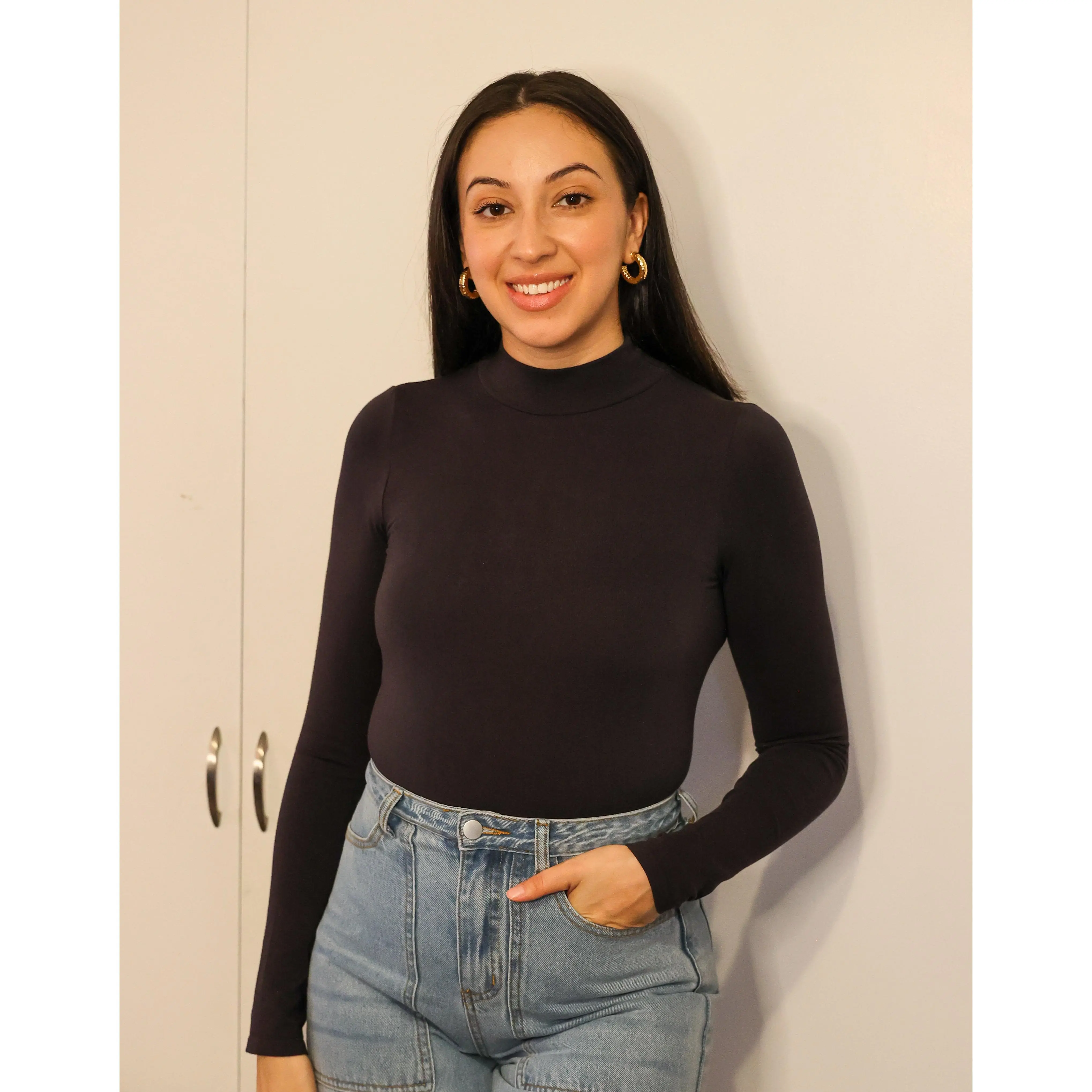 Claire Mock Neck Long Sleeve Bodysuit
