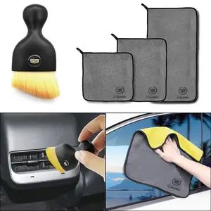 1/2/3/4pcs Microfiber Cleaning Towel Cleaning Brush Thicken Soft Drying Cloth Car Body Washing Cleaning Set Car Accessories For Cadillac Escalade CTS ATS XTS CT4 CT5 XT5 XT4 XT6 CT6 SLS SRX BLS STS DTS Deville