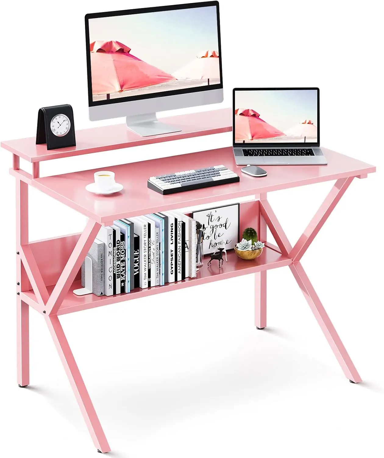 Small Desk, 27.5 Inch Computer Desk for Small Spaces, Compact Desk with Storage, Study Table with  Stand for  Office,