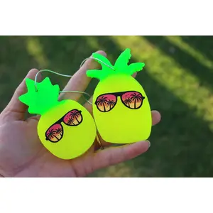 Neon Yellow Pineapple Car Freshies, 2 Sizes, Over 60 Scents to Choose, Pineapple, Car Accessories, Car Freshener, Car Decal, Neon Hanging Freshener