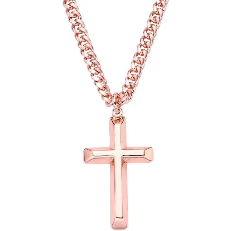 Heavenly Metals Copper Cross Necklace For Men – 99.9% Pure Copper Cross Pendant & Chain, Develops Natural Patina