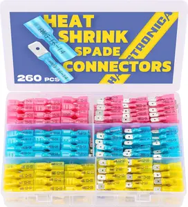 haisstronica 260PCS Heat Shrink Spade Connectors-Electrical Spade Wire Connectors-Quick Disconnect Connectors -Female and Male Spade Terminals for Watercraft,Electronics,Automotive Crimp Connectors