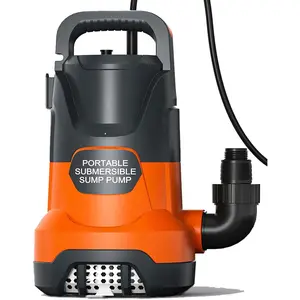 Sump Pump 1HP Clean/Dirty Submersible Water Draining Pump 4500GPH Electric Portable Water Transfer Pumps for Pool Basement Garden  Hot Tubs Pond Flood Yard, Orange