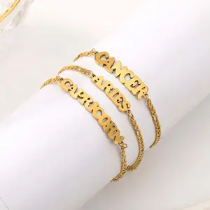 Stainless steel twelve constellation letter brand bracelet anklet Figaro NK chain men and women gift
