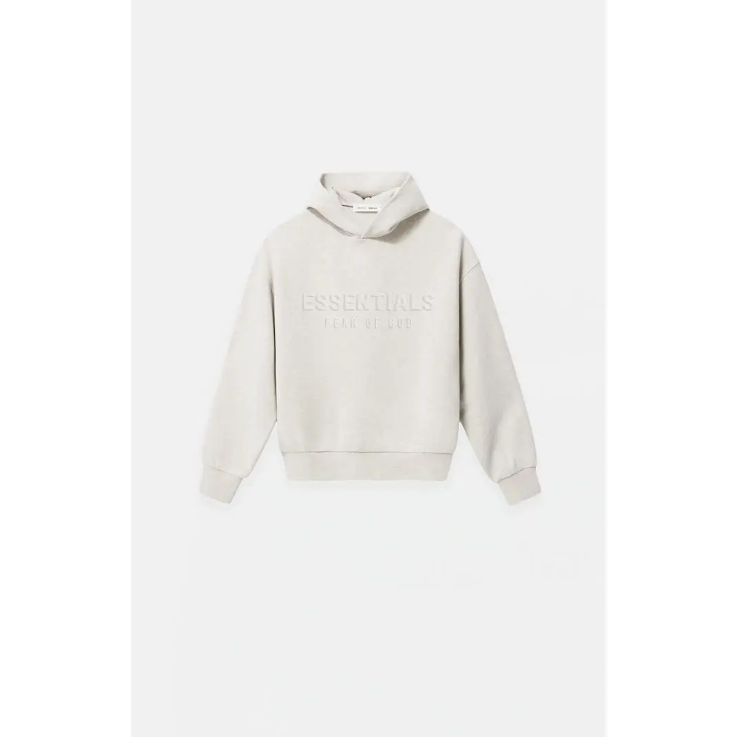 Fear of God ESSENTIALS Men's Kids Heather Oatmeal Embossed Classic Hoodie