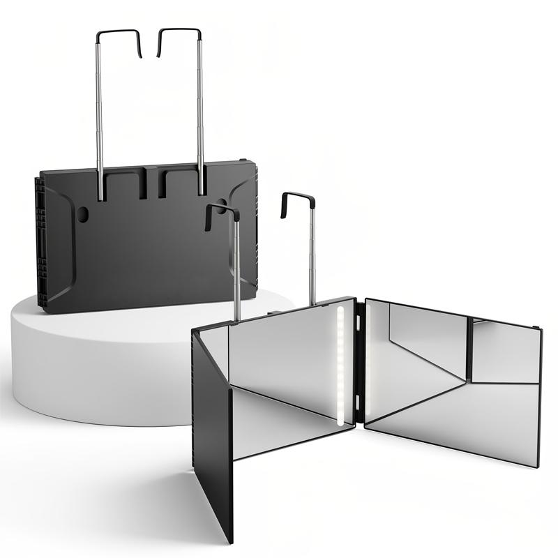 3 Way Mirror for Self Hair Cutting 360 Trifold Barber Mirrors 3 Sided Makeup Mirror to See Back of Head Used for Hair Coloring Braiding Gifts for Men and Women LED Light, Rechargeable, Perfect Valentine's Day Gift