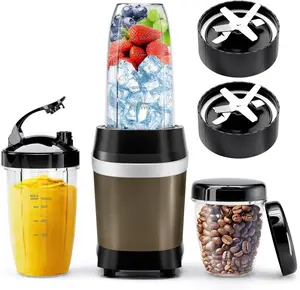 Nahida Blender for Smoothies, 1200W Smoothie Blender for Ices Crushing, Blenders with (2) 6-Fin Blades, Personal Blenders for Kitchen with 23oz, 32oz, 37oz Easy Go Cups for Juices, 1200W, Brown