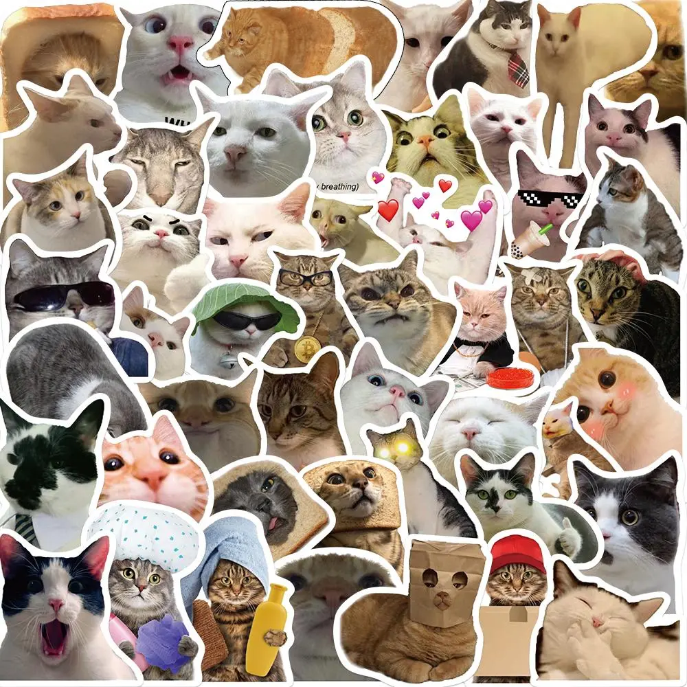 Cat Pattern Sticker, Cute Funny Decorative Stickers, Self-adhesive Sticker for DIY Scrapbook & Journal & Gift Wrapping & Phone Case, Graphic Decal, Sticker Packs
