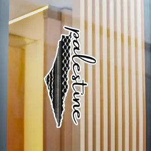 Black Kufiya Palestine Map Sticker, Kiss-Cut Vinyl Decal, Car Window & Laptop Sticker