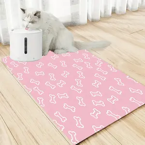 Light pink bone print pet feeding pad, fresh and soft, simple and elegant, suitable for all seasons, suitable for home feeding, balcony rest, pet nest edge, suitable for pet birthdays, housewarming gatherings