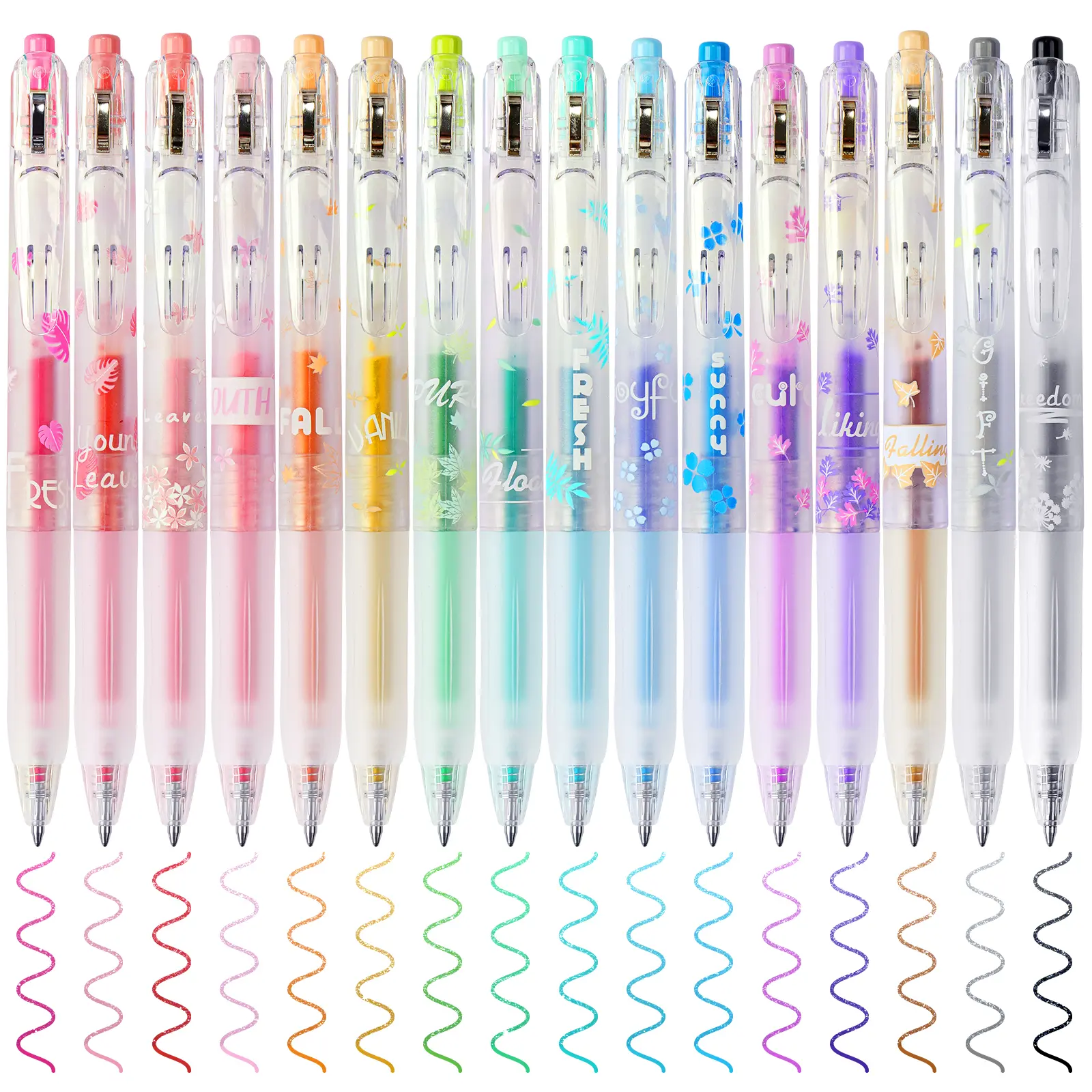 NiArt Retractable Gel Ink Pens - 16 Radiant Pearl Finish Colors, 0.7mm Fine Tip, Refined Mechanism, Sleek Sleeve Grip, Pen Clip, Wax Seal, Protective Red Wax Seal, Distinct Style, Smooth Writing for Planner Journaling, Note-Taking (Office Stationery), Det