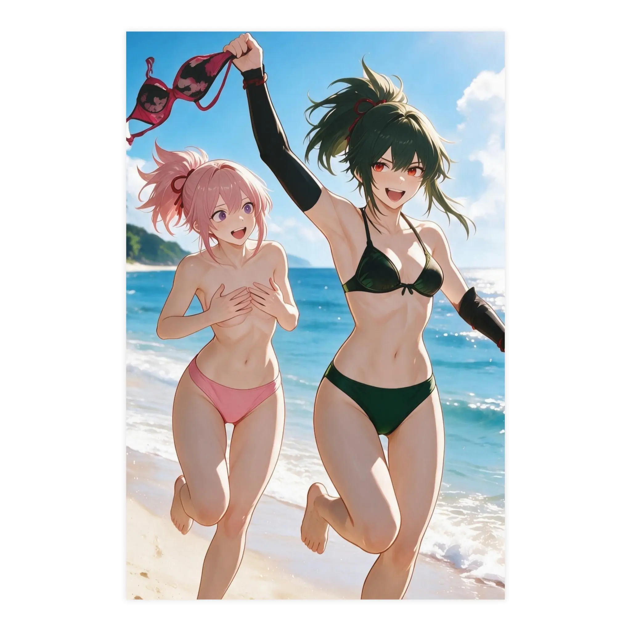 Anime Beach Bikini Girls Poster