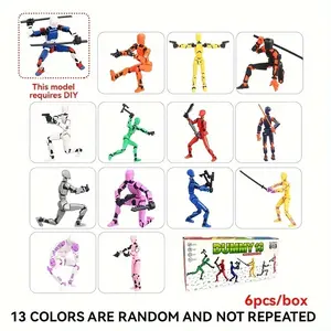 6-In-1 Warrior Model Doll Toy Set, Ccby4.0 Open Source Statement, Durable Abs Material, Collectible Gift, Articulated Pose, Sword Holding, Articulated Figures