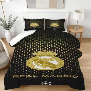 Real Madrid CF Comforter Set (2/3 Piece, Includes 1 Comforter + 1/2 Pillowcases), Multiple Logo & Trophy Designs Available, Football Soccer Team Bedding Set for Teens, Adults & Fans, Bedroom Decor