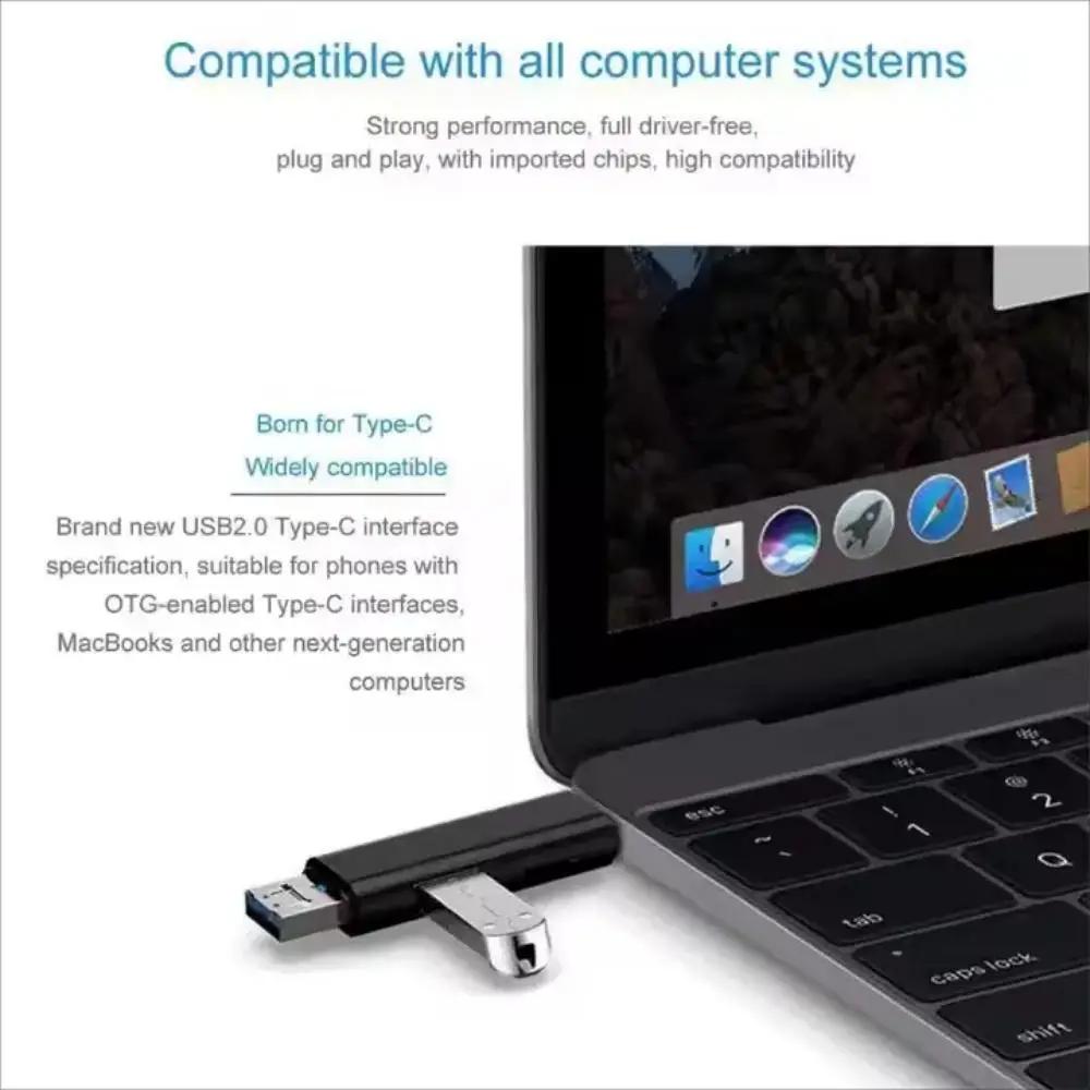 5-in-1 USB-C Card Reader OTG Adapter with SD/TF/Micro USB for Android Phone Laptop USB 2.0 Data Transfer