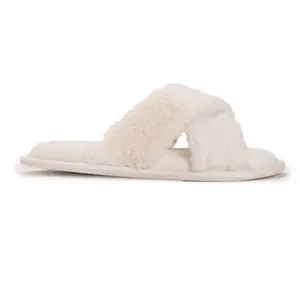 Muk Luks Women's Perley Criss Cross Flat Home Slippers - Soft Fur, Foam-Cushioned, True-to-Size Comfort Slide Shoes