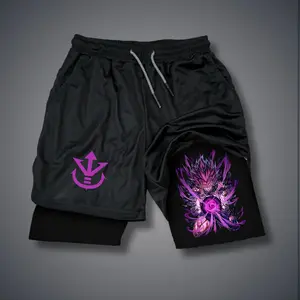 Anime Double-Layer Sports Shorts Graphic Shorts Black Shorts Camo Shorts Streetwear Shorts Men Outfits Men Short Shorts Vacation Outfits Shorts