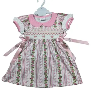 Girl Summer Clothes Bows Smock Party Dresses Girl Summer Dress