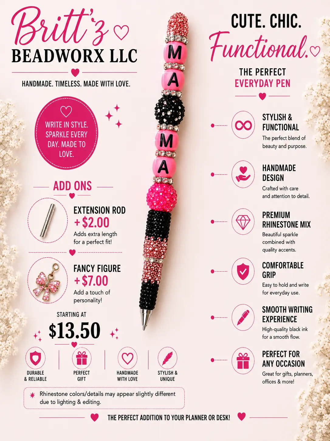 Custom Rhinestone pen, made on LIVE only!