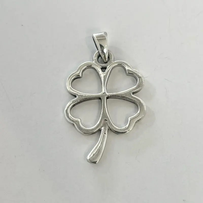 Sterling Silver 925 Four Leaf Heart Clover Charm Pendant