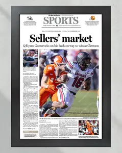 2024 South Carolina Gamecocks Defeat Clemson Sellers Market - Framed Newspaper - No Frame