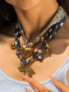 Heart Pendant Necklace, Beach Ocean Style Scarf, Elegant Flower Charm Neck Chain, Women's Fashion Jewelry, Love Heart Necklace, Boho Style Necklace