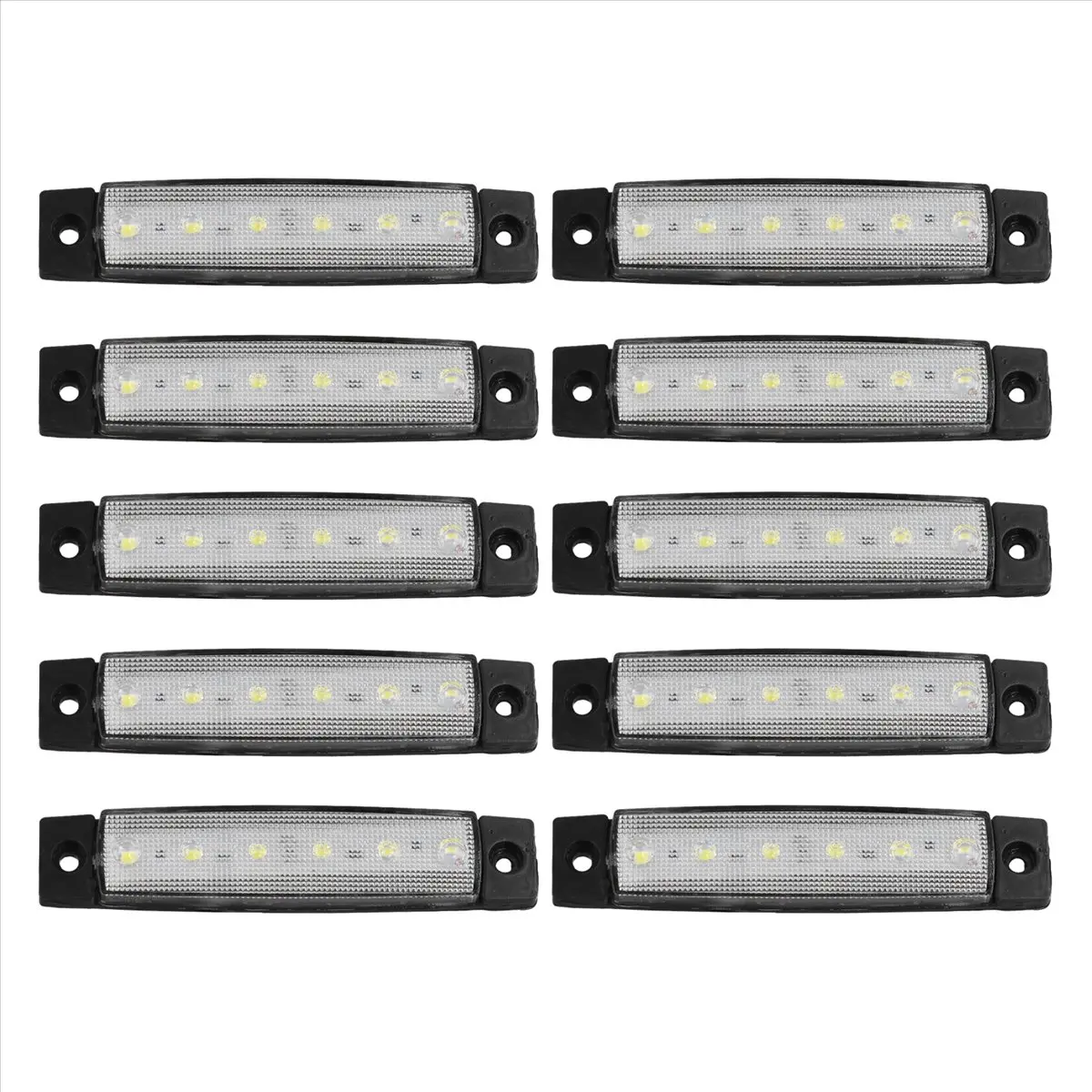 10-Pcs High Brightness 12V-24V Waterproof LED Deck Lights - 2-Wire Connection, 96x18x9.5mm/250mm ABS Plastic Marine Boat/Kayak Lighting Accessories, Easy-Install DC Voltage Night Light LED Bulbs for Interior Navigation (20V-24V Compatible)