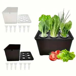 7pcs Hydroponic Vegetable Cultivation Set, Including 1 Hydroponic Box And 6 Seedling Cups, Designed for Soilless Self-Circulating Plant Germination, Featuring a Plastic Planting Box Suitable for Balcony Or Terrace Use, And a Compact Planting System