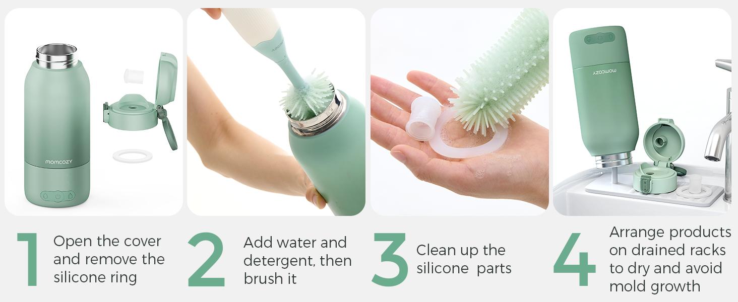 Momcozy Portable Milk Warmer for Travel – Dual Heating Modes for Breast Milk & Water, Portable Bottle Warmer with Fast Heating & Long Battery Life, 17 Ounces Large Capacity to Meet Your All-Day Needs