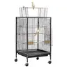VEVOR Coated Metal 2-Bird Modern Bird Cage & House, 18x18x30in Open Flat Top Sturdy Wrought Iron Indoor Enclosure, 360° Swivel Casters, Perches, Slide-Out Tray, Plastic Feeders, Fully Functional for Parrots, Ideal for Living Room, Balcony
