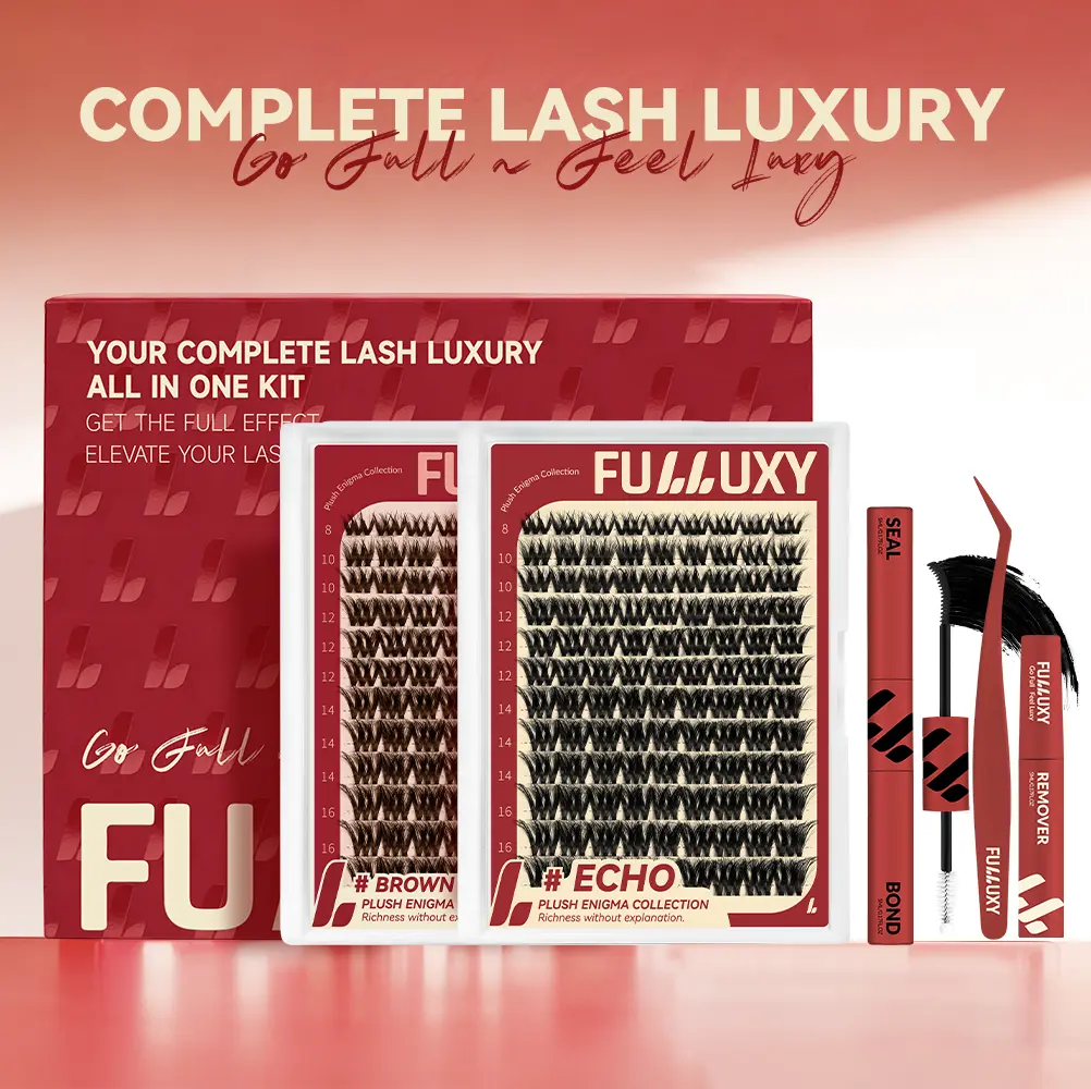 ECHO & Brown ECHO  | Fulluxy Russian Cluster Lashes, | Premium Volume Cluster Lashes, Comfortable False Eyelashes. Reusable, Easy to Install, Natural Style for All Eye Shapes, Your Go-to Choice for Trendy Eye Makeup