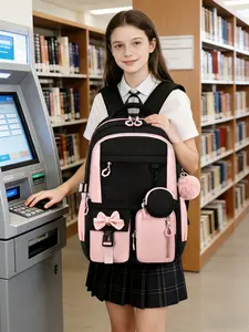 Large Capacity Bow Backpack & Handbag Storage Bag Set, Lightweight Teen Laptop Backpack with Tablet Compartment, Ideal for Travel & Daily Use