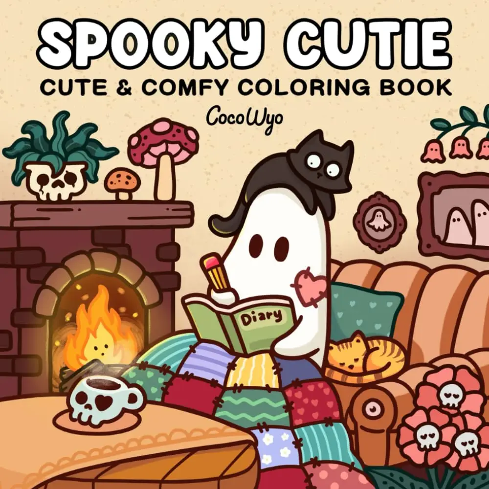 Spooky Cutie: Coloring Book for Adults and Teens Featuring Adorable Creepy Creatures in Cozy Hygge Moments for Relaxation (Cozy Spaces Coloring) Paper